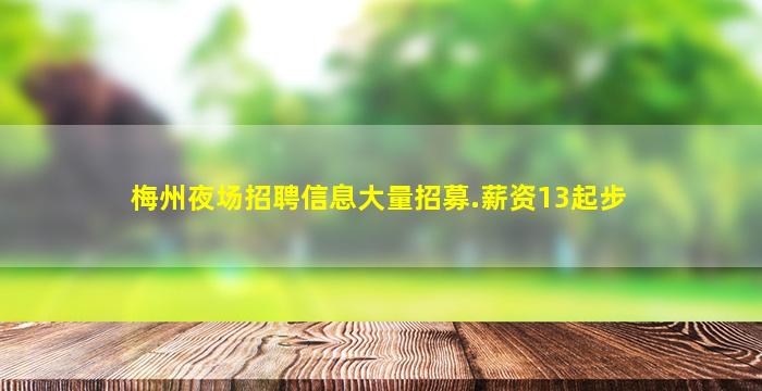 梅州夜场招聘信息大量招募.薪资13起步